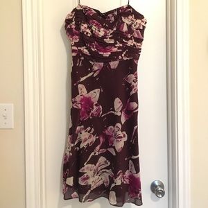 Ann Taylor purple floral fit and flare dress sz 8